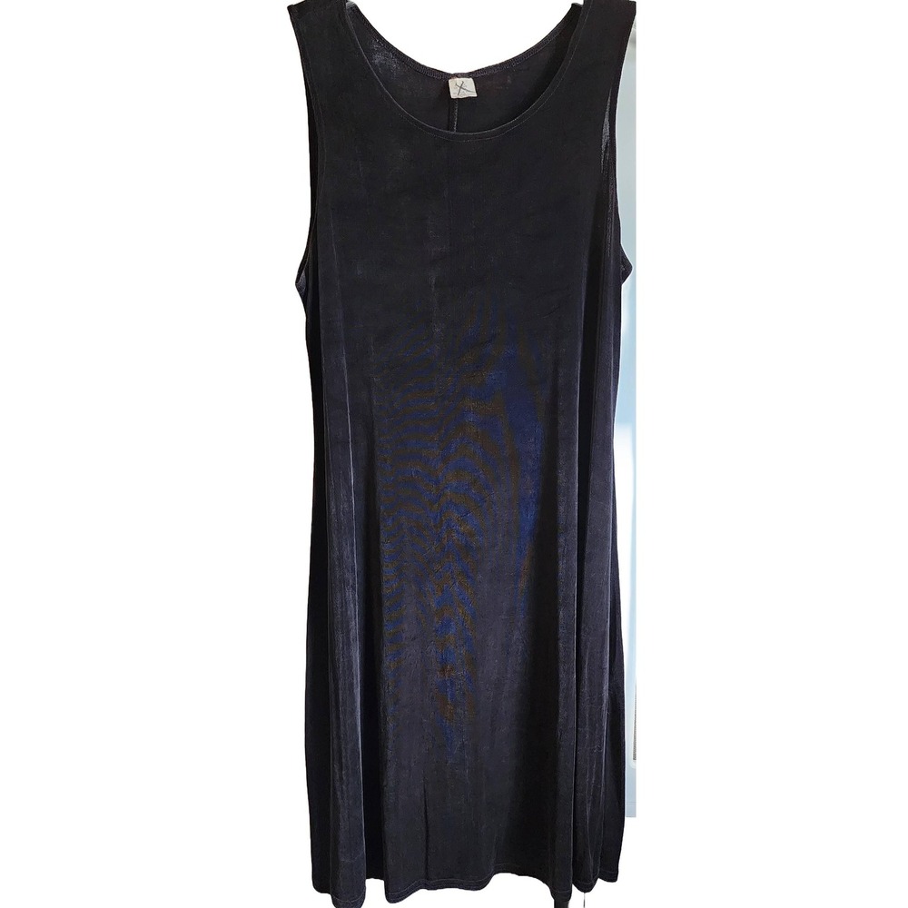 Vintage 90s Black Sleeveless Scoop Neck Knee Length Dress USA Made Womens 16